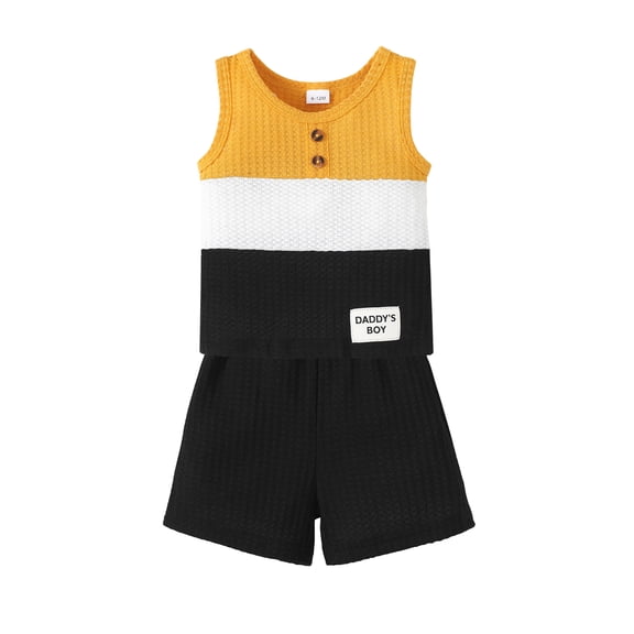 12 Months Baby Boys Clothes 18 Months Boys 2PCS Summer Outfits Set Crew Neck Infant Boys Sleeveless Tank Top Shorts Set Yellow