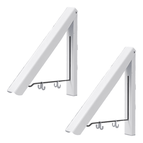 2 Pcs Folding Laundry Rack Wall Mounted Retractable Clothes Hanger, Zinc Alloy Drying Rack with 15.7 in / 40 cm Rod, Space Saving Clothes Drying Racks, Indoor & Outdoor Use