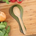 thumbnail image 5 of OGGI Stainless Steel Spoon Rest- Long Handle Holds Kitchen Utensils in Place, Great Spoon Rest for Kitchen Counter, Stove Top, or Coffee Station; Kitchen Accessories, Utensil Rest, Olive, 5 of 7