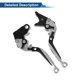 thumbnail image 5 of Palancas de freno y embrague cortas y largas para Kawasaki ZZR600 05-09, palanca de freno ajustable de motocicleta, aleación de aluminio, cabeza tono plateado, mango negro, 5 of 6