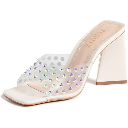 

SCHUTZ Womens Lizah Crystal Sandals 7.5 Pearl