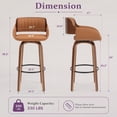 thumbnail image 3 of Fahomiss 29" Swivel Bar Height Bar Stools Set of 2 - Modern Kitchen Counter Stools with Back and Wooden Legs, Upholstered PU Leather Barstools Chairs W/ Adjustable Foot Pads, Brown, 3 of 11
