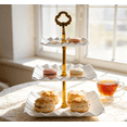 thumbnail image 2 of 3-Tier Serving Stand for Wedding Party | Heavy Duty Dessert Display Tower | Cupcake Fruit Candy Appetizer Holder | Green White Pink Decor | 13.38x9.84 Inches, 2 of 8