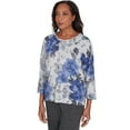 thumbnail image 3 of Alfred Dunner Womens  Watercolor Floral Shimmer Crew Neck Sweater, 3 of 6