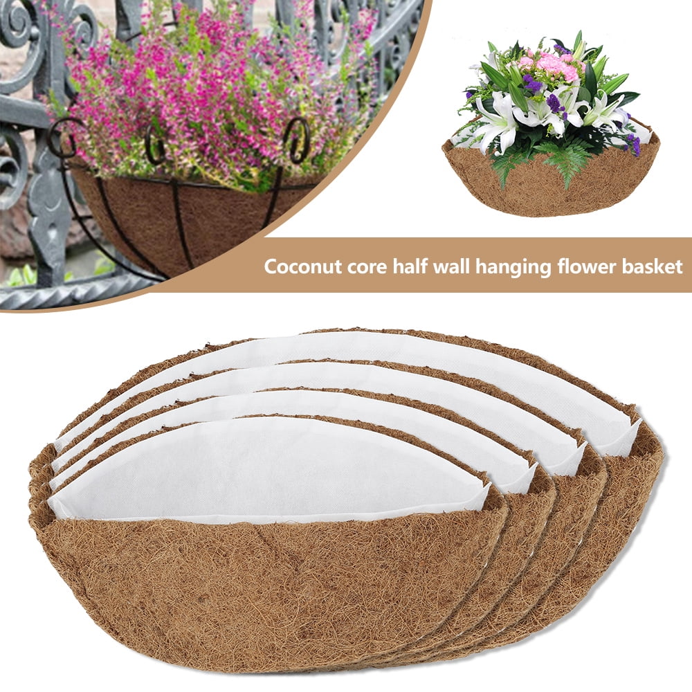 2 Pack 14 x 9 Round Molded Coco Liner for Hanging Basket Planter 