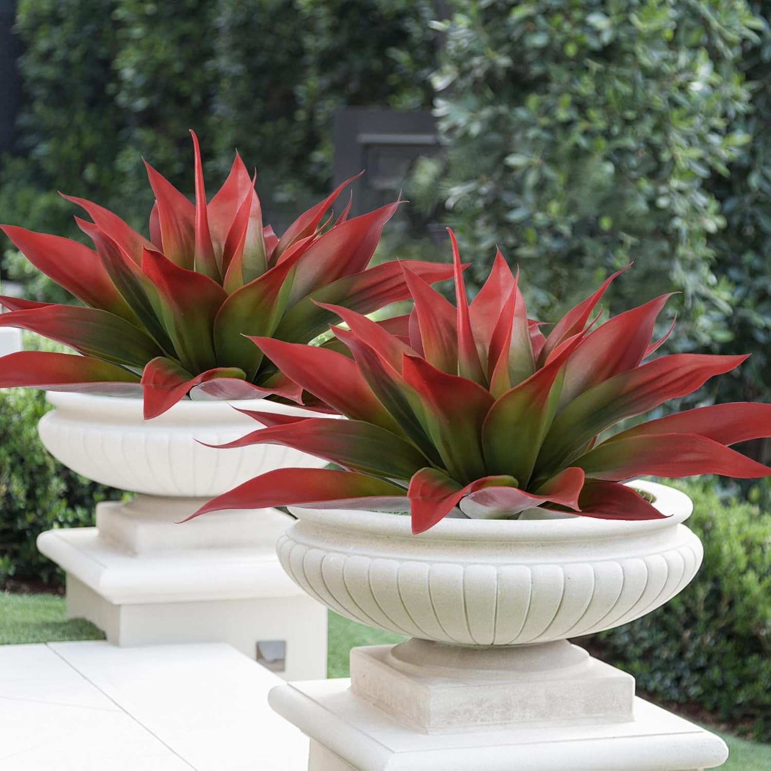zhengxia 11.8 in Artificial Agave Planter Green Nature & Floral (2 Count)