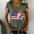 thumbnail image 2 of T Shirts for Women Gsakboxl Women V Neck Patriotic T-Shirt, 4th Of July USA 250th Anniversary American Flag Floral Graphic Print Short Sleeve Casual Holiday Tops Womens Blouses XL, 2 of 8
