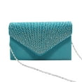 thumbnail image 1 of Youkk Women Envelope Bag Portable Hasp Rhinestone Replacement Stylish Solid Color Party Banquet Bridal Handbag Pouch Cyan, 1 of 6