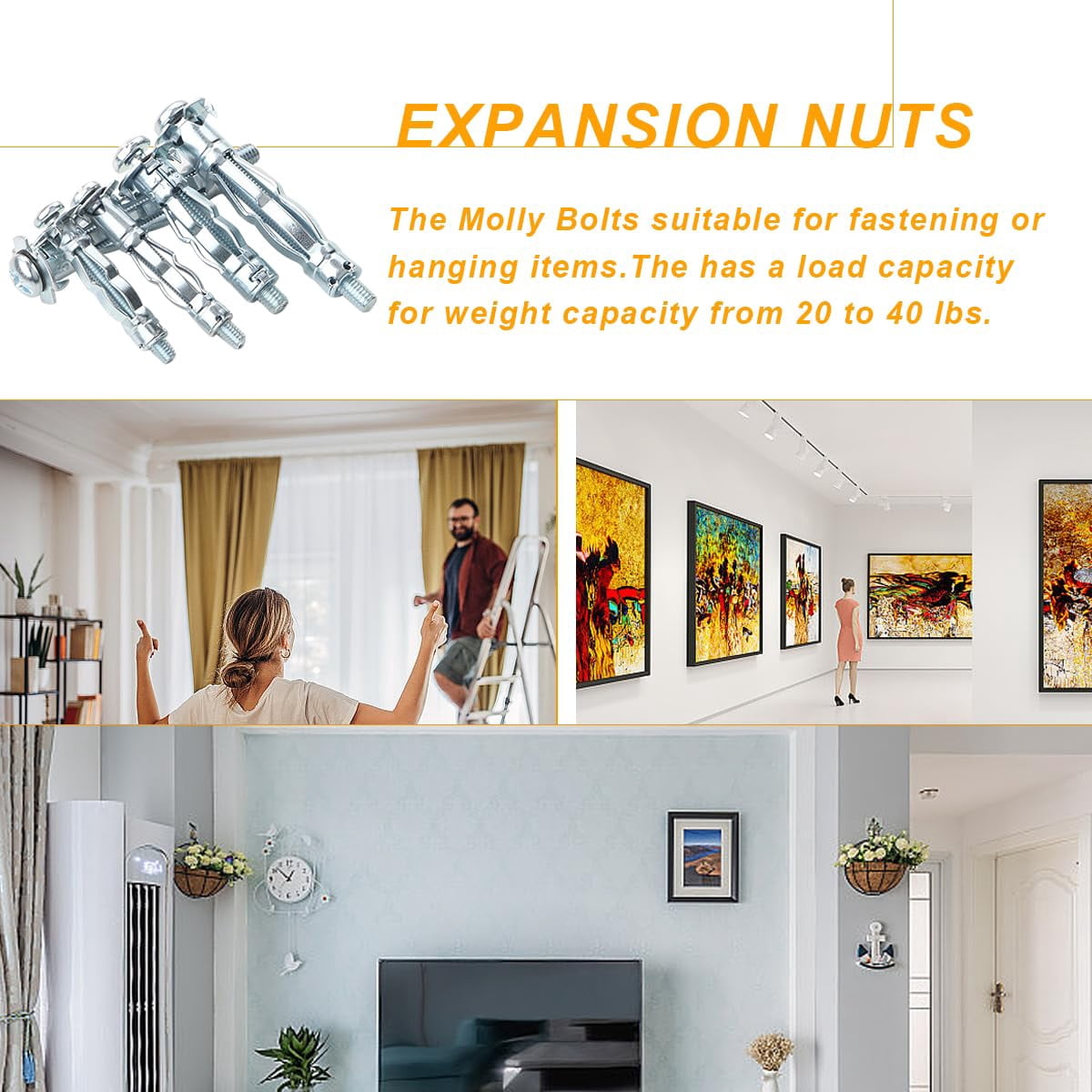 30 pcs Molly Bolts, Metal Drywall Anchors, Heavy Duty Zinc Plated Steel Molly Bolt (M6-52)