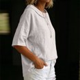 thumbnail image 5 of Womens Shirts Boat Neck Half Sleeve Linen Blouse Casual Loose Fit Solid Color Cotton Linen Summer Lightweight Tops White M, 5 of 7