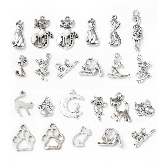 51 Pcs Cat Charms Pendant Tibetan Style Alloy Pendants Jewelry Making Charms Metal Charms Pendant Pendant Ornament for Women DIY Necklace Bracelet Earring Jewelry Craft Making