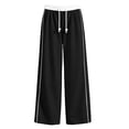 thumbnail image 4 of SONXAHE Toddler Girls Drawstring Pants Striped Loose Fit Casual Wide Leg Sports Sweatpants for Kids,Black, 4 of 5