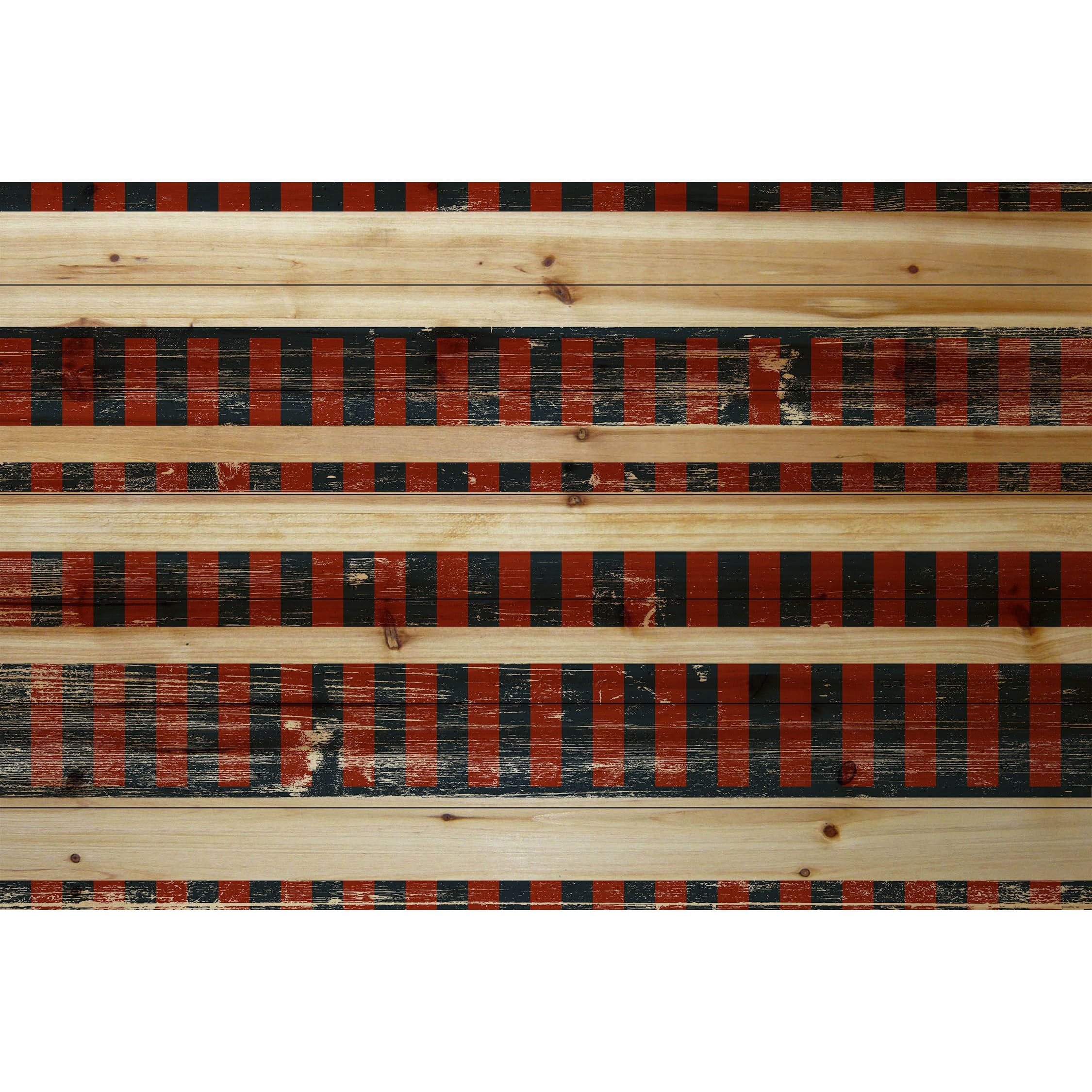 Marmont Hill - "Deep Red Stripes" Painting Print on Natural Pine Wood