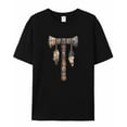 thumbnail image 7 of Tomahawk Feather Men's T Shirts Tribal Art T-Shirt for Men Crew Neck Tees Cotton Tops, Black, S, 7 of 7