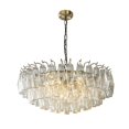 thumbnail image 2 of 28'' Midcentury Modern Murano Glass Round Chandeliers 6-Light Handblown Glass Pendant Light Fixture Aged Bronze Finish For Dining Room Living Room, 2 of 11