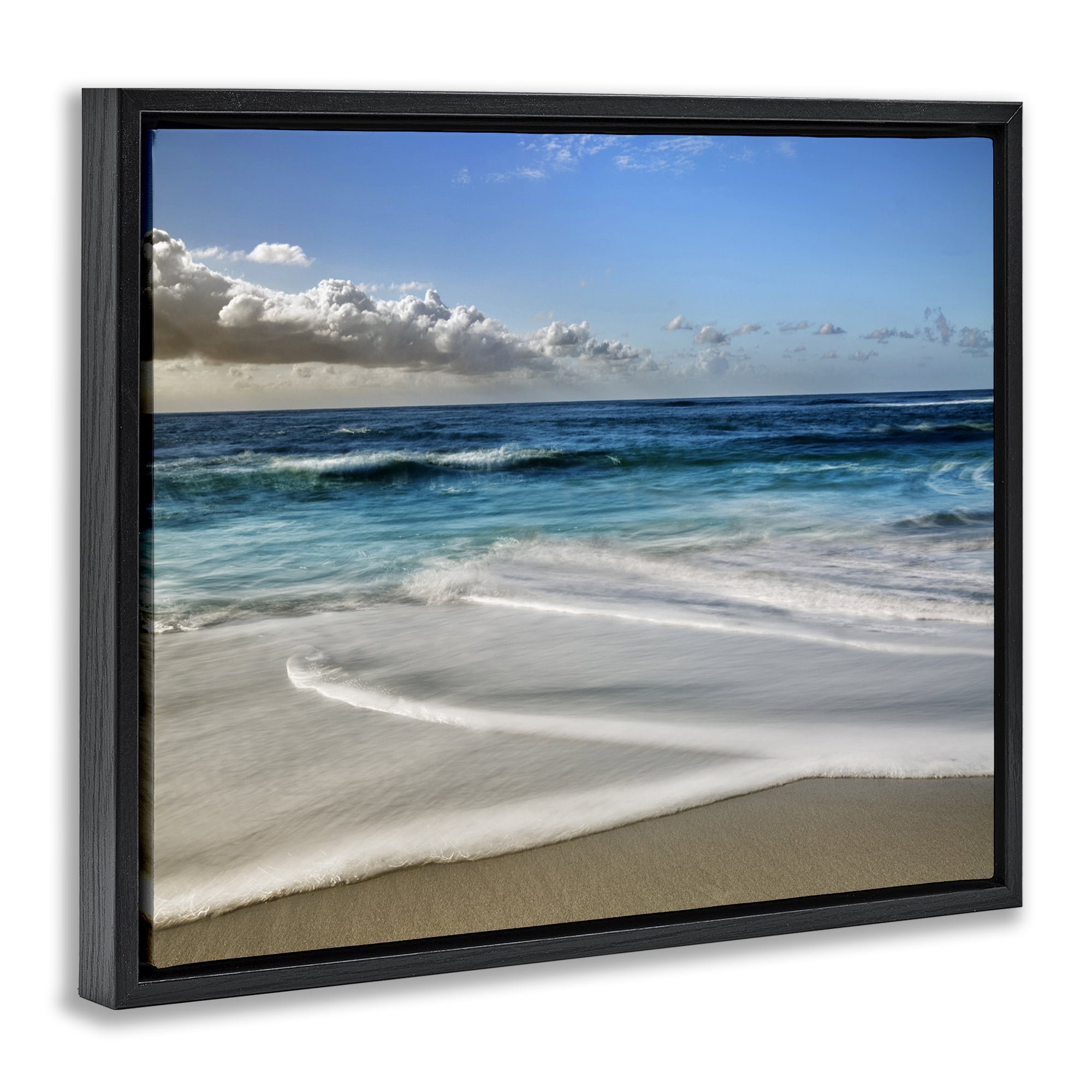 Stupell Industries Morning Foam on Shore Black Framed Floater Canvas Wall Art, design by Superstock