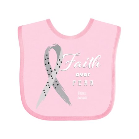 

Inktastic Faith Over Fear Blindness Awareness with Ribbon Gift Baby Boy or Baby Girl Bib