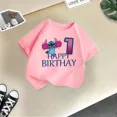 thumbnail image 4 of Camiseta de algodón para niños y niñas con cuello redondo, regalo de cumpleaños de Disney Stitch, kawaii, ropa informal de moda para niños y niñas, 4 of 5