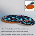 thumbnail image 4 of Butterfly 6Pcs Cute Round Coasters Set, Microfiber Leather Drink Coasters for Cups, Heat Coasters for Table, 4.3x4.3in Square Coasters with Holder, Coasters for Home and Office Decor, 4 of 6