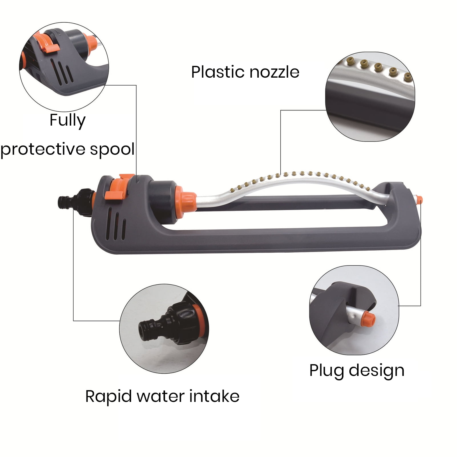 AYYUFE Garden Sprinkler Water-saving Auto 180 Degrees Rotation 19-hole Spout Lawn Covers Watering Automatic Swing Sprinkler Home Supply
