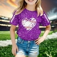 thumbnail image 2 of Fshinging Toddler Girls T Shirts Sequin Football Graphic Summer Tees Tops Glitter Print Short Sleeve Crew Neck Kids Clothes Size 4-5 Years, 2 of 4