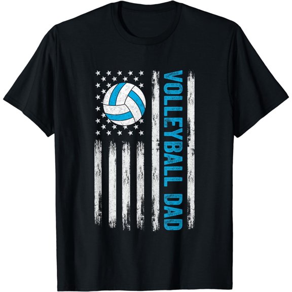 USA Flag Volleyball Dad Volleyball Game Day Vibes Funny Dad T-Shirt