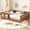Dark Natural, variant on Bellemave Queen Size Floor Bed with Bookshelf, Wood Montessori Beds with Slats and Safety Guardrail, Low Profile Queen Bed Frame with Fence, No Box Spring Needed (Dark Natural)