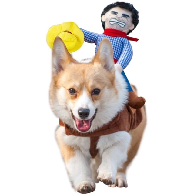 Disfraz de vaquero Cavalier para perro, estilo Cavalier, ropa para perro con muñeca y sombrero, disfraz de Halloween para mascotas (M) JAMW Sencillez