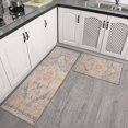 thumbnail image 3 of 2 Piece Bohemian Light Orange Carpet Rug Kitchen Rug Set, Decor Kitchen Rugs, Absorbent Non-Slip Washable Floor Mats, Home Indoor Runner Rugs 17"x47"+17"x30", 3 of 7