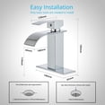 thumbnail image 6 of Wovier Chrome Waterfall Bathroom Sink Faucet with Supply Hose,Single Handle Single Hole Lavatory Faucet,Basin Mixer Taps Commercial, 6 of 7