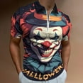 thumbnail image 2 of Psychedelic Clown Joker Men Zipper T-shirt Summer Casual Short Sleeve T-shirt Top, 2 of 7