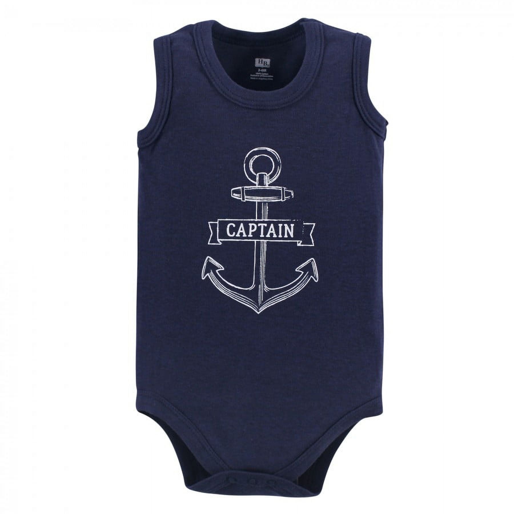 Hudson Baby Infant Boy Cotton Sleeveless Bodysuits 5pk, Captain, 3-6 Months