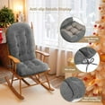thumbnail image 2 of Rocking Chair Cushion - Corduroy Fabric, High-Density Sponge, Durable Comfort Non-Slip Bottom Tufted Seat Pads with Ties, Corduroy︱Grey, 44x19x4 inch, 2 of 5