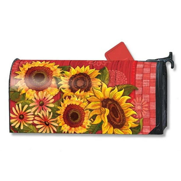Red Barn Sunflowers Summer Mailbox Cover Floral Mailwraps