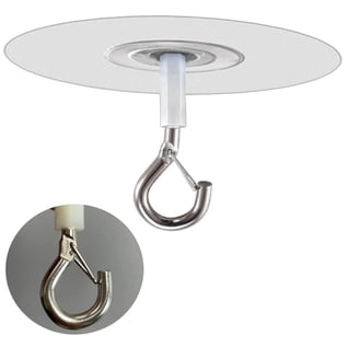 No Drill Ceiling Hooks Adhesive - 4 Pack Sticky Eye Hooks For Hanging Plants, Decor, Bird Feeders