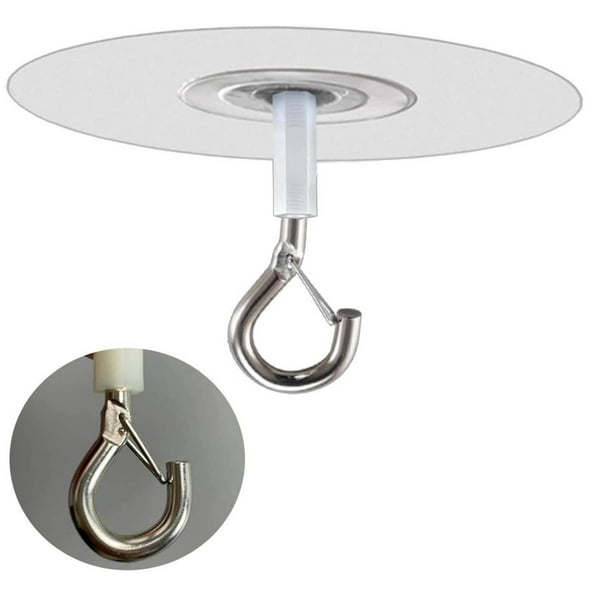 Gancho de techo adhesivo para montaje en pared | Acero inoxidable resistente y PVC | Instalación sin taladro | Percha transparente multiusos para decoraciones interiores y exteriores, plantas, luces