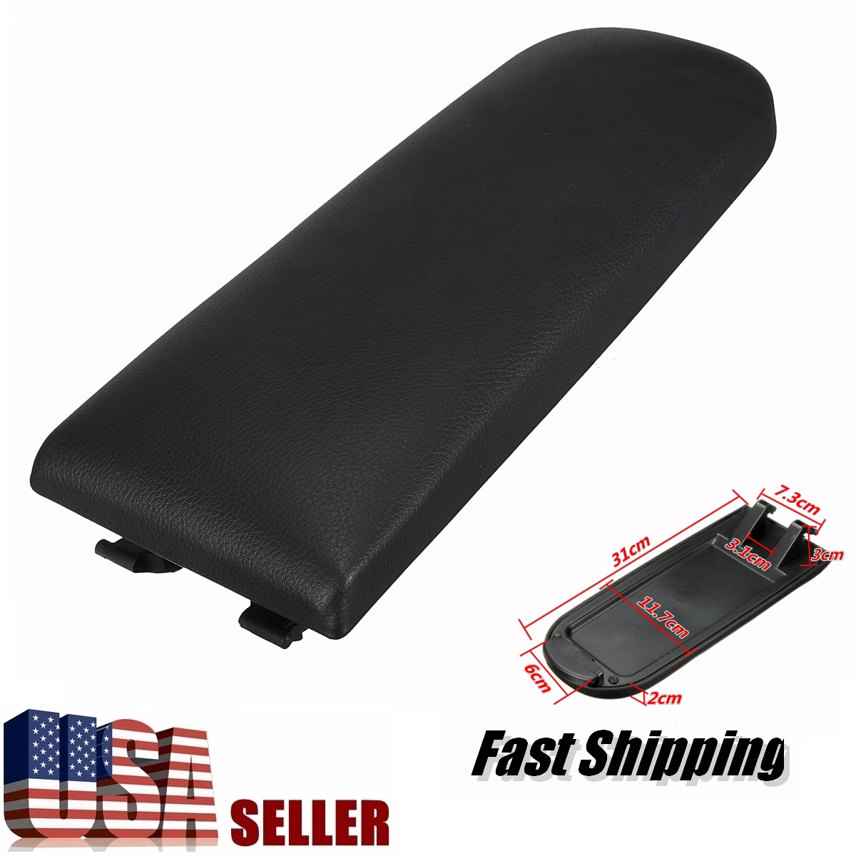 Car Armrest Rest Center Console Cover Lid Black Leather For VW Jetta