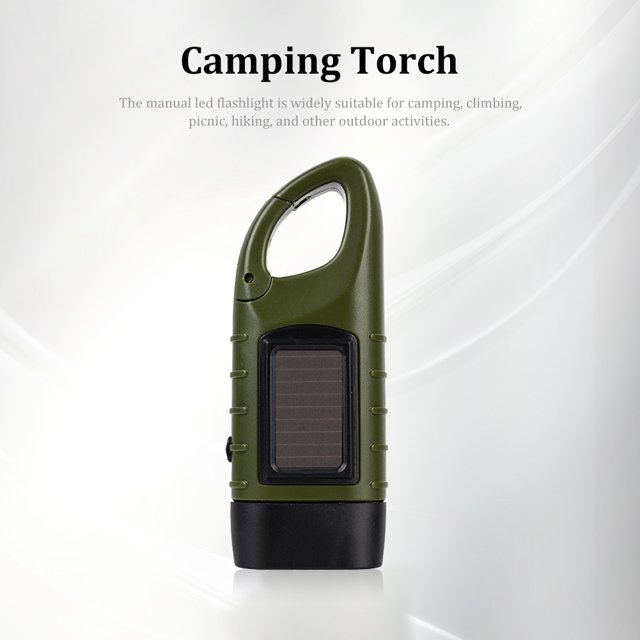 Lámpara De Antorcha Linterna LED de emergencia para exteriores con dínamo solar con manivela (verde)