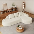 thumbnail image 6 of JERFIT Modern Chenille L-Shaped Sectional Sofa with Pillows, Beige Modular Curved Couch for Living Room, No Assembly Required, 6 of 10