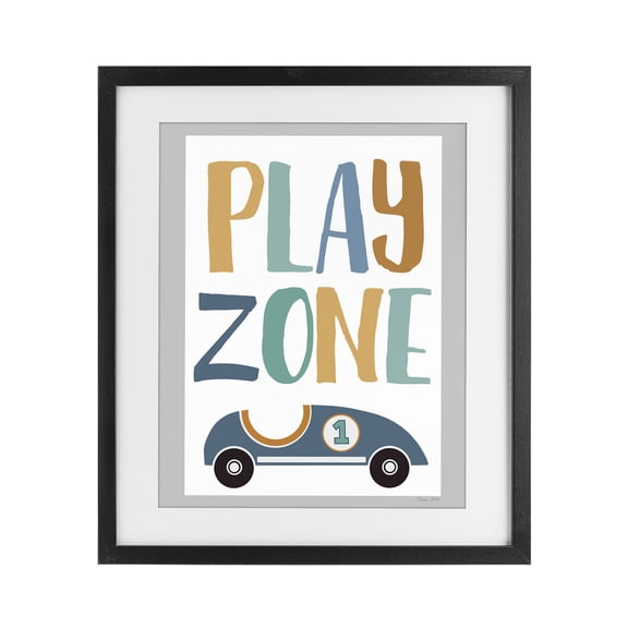 Stupell Industries Modern Play Zone Racecar Black Framed Print Under Glass, 13 x 16, by Susan Ball