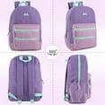 thumbnail image 5 of 17 Inch Two Tone Color Multipocket Backpack with Pop Color Trim Accents and Zippers for Travel & Commuting in Purple & Lilac, 5 of 9