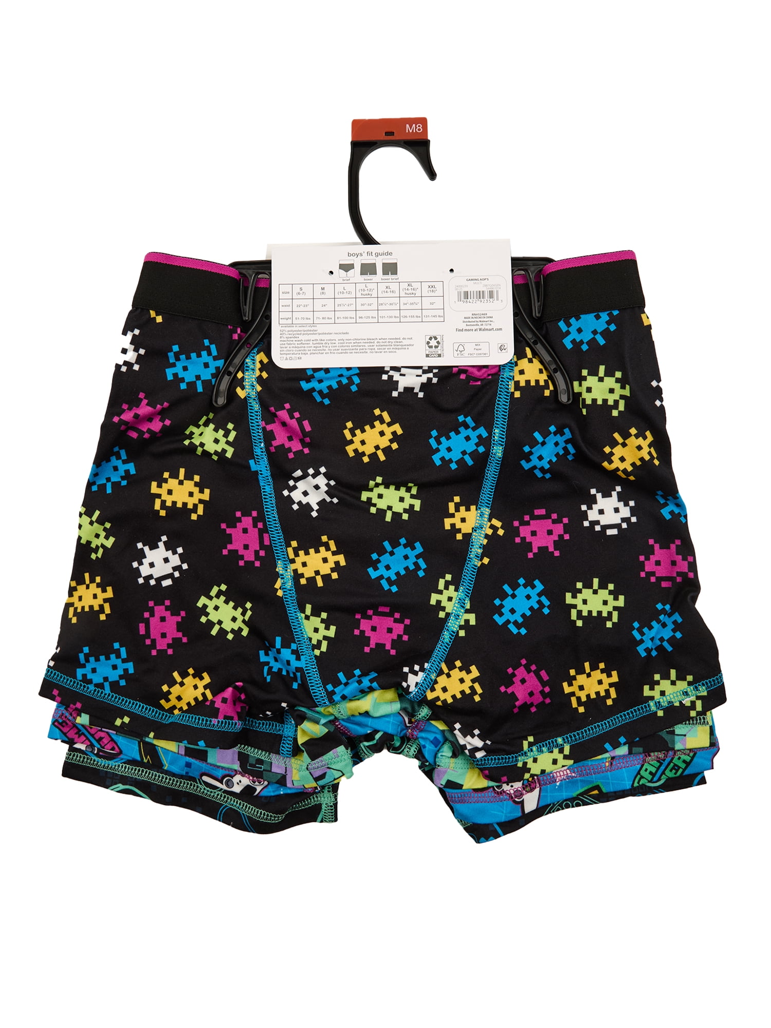 Wonder Nation Boys Boxer Brief Gaming Underwear, 4-Pack, Sizes S-XL
