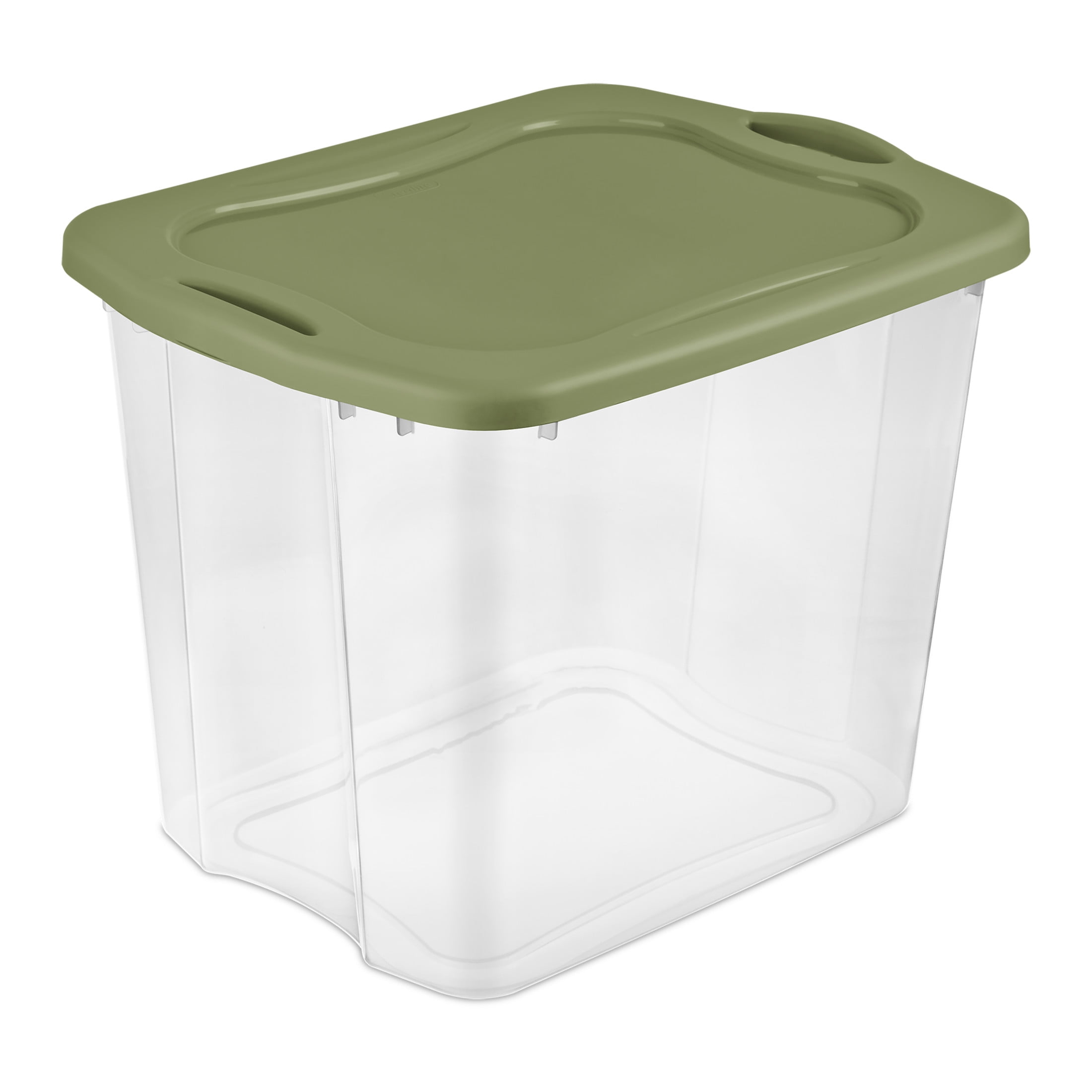 Sterilite Large EZ Carry Storage Bin, 95 Quart Clear Plastic Storage Container with Full-Grip Handles, Green, 4 Pack