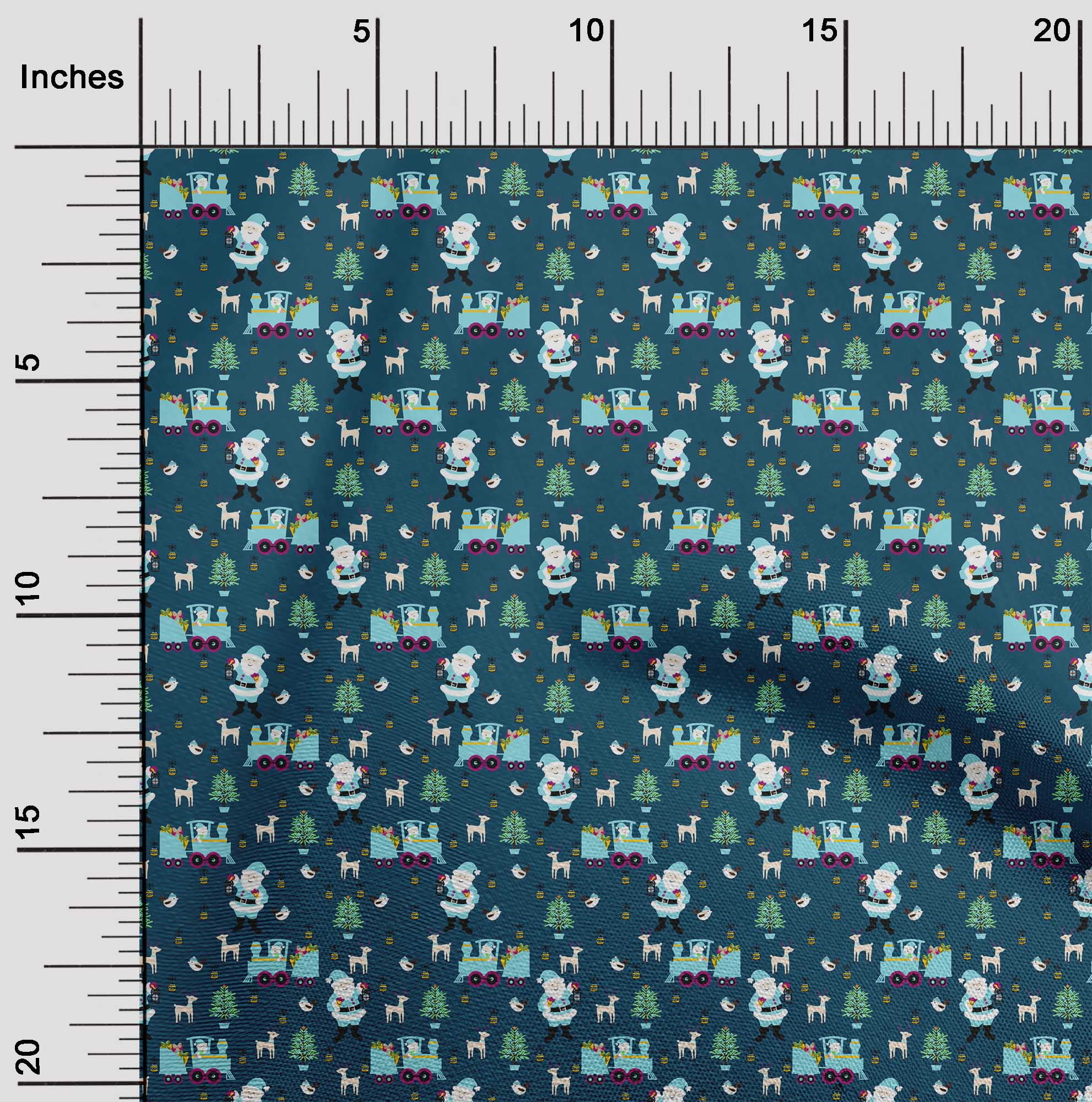 oneOone Cotton Jersey Teal Blue Fabric Christmas Sewing Material Print Fabric By The Yard 58 Inch Wide