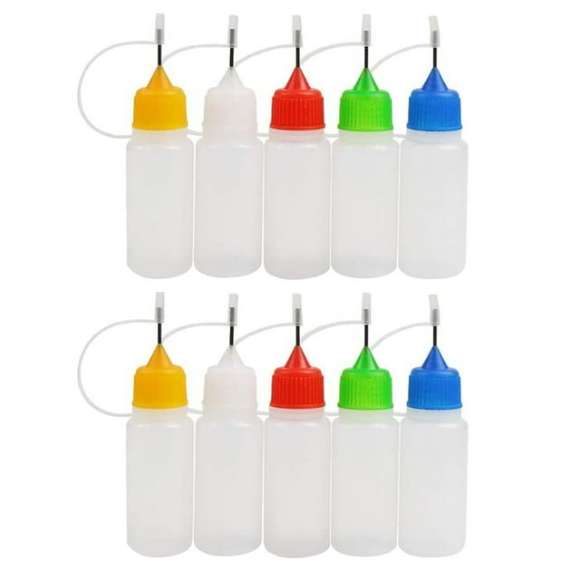 10 botellas de pegamento con punta de aguja, botellas aplicadoras de pegamento, botellas para pintura acrílica