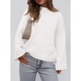 thumbnail image 5 of Women'S Long Sleeve Ribbed Knit Loose Pullover Sweater Tops Fuzzy Knit Casual Chunky Fall Outfits Clothes White XL, 5 of 9