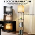 thumbnail image 2 of Floor Lamp with Shelves, Modern Shelf Lamp for Display Storage, 3 Color Temperature Wood Narrow Standing Corner Lamp with 8W Bulb for Living Room Decor, Bedroom, Office, Home Decor(Brown), 2 of 8