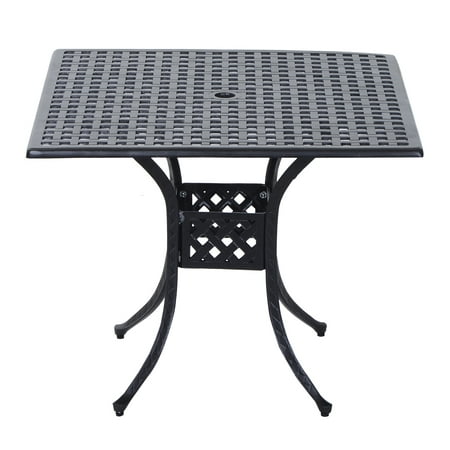 Square Cast Aluminum Outdoor Dining Table Garden Patio Furniture Black Canada - Square Black Mesh Patio Table