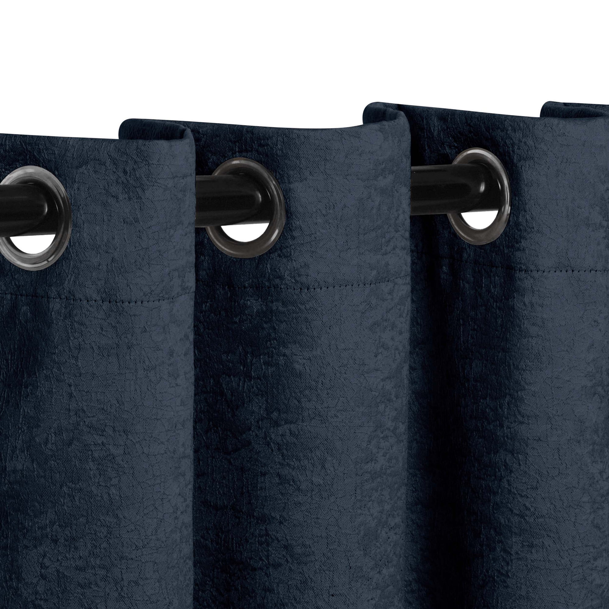 Superior Senna Blackout Curtains Set of 2, Grommet Header Curtain Panel Pair, Navy Blue, 42"W x 108"L