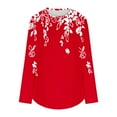 thumbnail image 5 of miqiqism Great discounts！Women Floral Printed Shirts Round Neck Pullover Tops Loose Tunic Blouses Juniors Long Sleeve Clothing Fall,V# Red,X-Large, 5 of 5